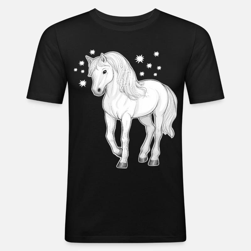 Cavallo con stelle - Maglietta aderente da uomo - nero