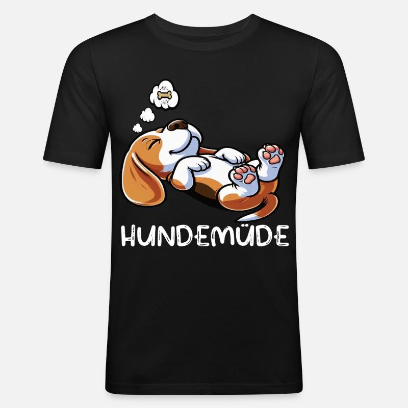Hundemüde Beagle Beaglebesitzer Beaglehalter - Männer Slim Fit T-Shirt - Schwarz