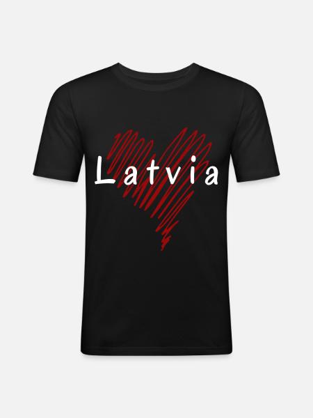 I love Latvia, heart Latvia - Men's Slim Fit T-Shirt - black