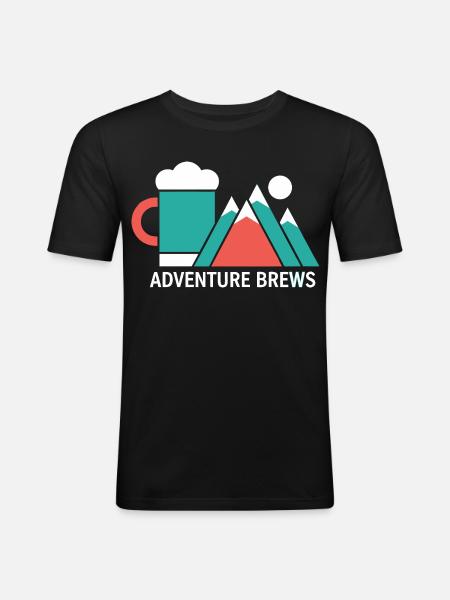 Adventure Brews Wandern Bier - Männer Slim Fit T-Shirt - Schwarz