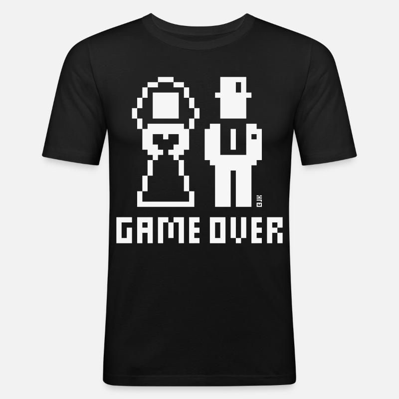 Game Over (Addio al celibato, sposa Pixel / W in grassetto) - Maglietta aderente da uomo - nero