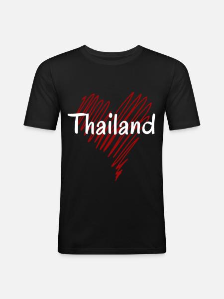 Ich liebe Thailand, Herz Thailand - Männer Slim Fit T-Shirt - Schwarz