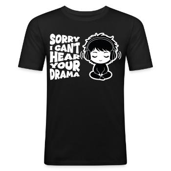 No Drama Relatable Manga Headphones - Men's Slim Fit T-Shirt - black - Front - Nik (191cm)