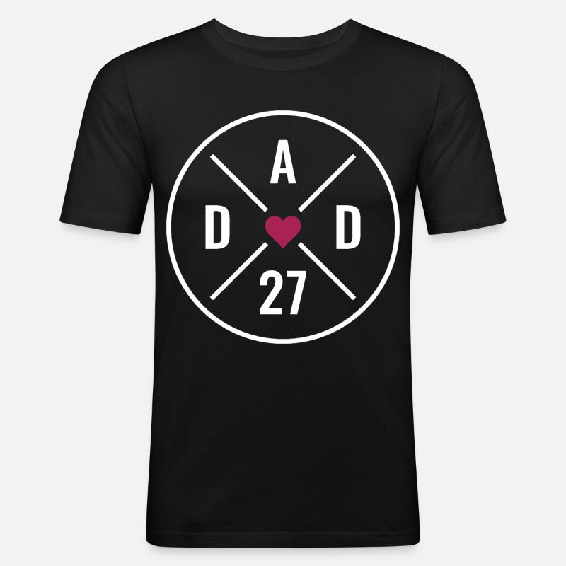 Dad 27 Herz - Männer Slim Fit T-Shirt - Schwarz