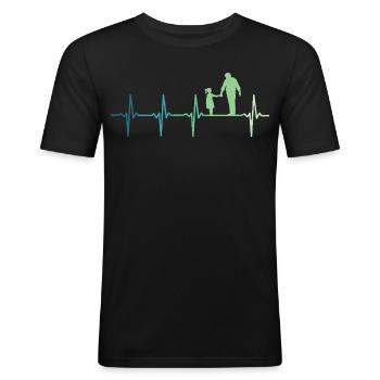 Père et fille battement de coeur papa et fillette - T-shirt près du corps Homme - noir - Devant - Nik (191cm)