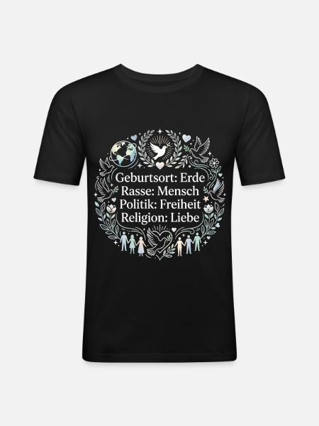 Gegen Rassismus - Männer Slim Fit T-Shirt - Schwarz
