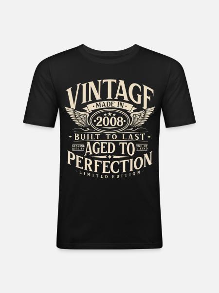 Vintage 2008 Vintage fødselsdag Retro Gave - Herre Slim Fit T-Shirt - sort