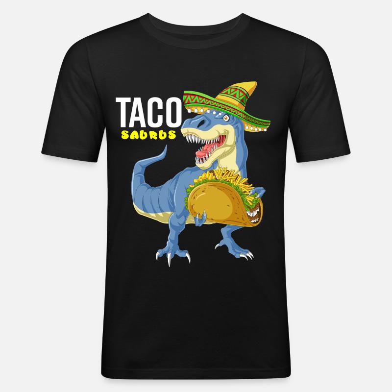 Tacosaurus Cinco De Mayo Hemd - Männer Slim Fit T-Shirt - Schwarz