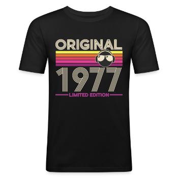 Original 1977 Edition Vintage - Men's Slim Fit T-Shirt - black - Front - Nik (191cm)