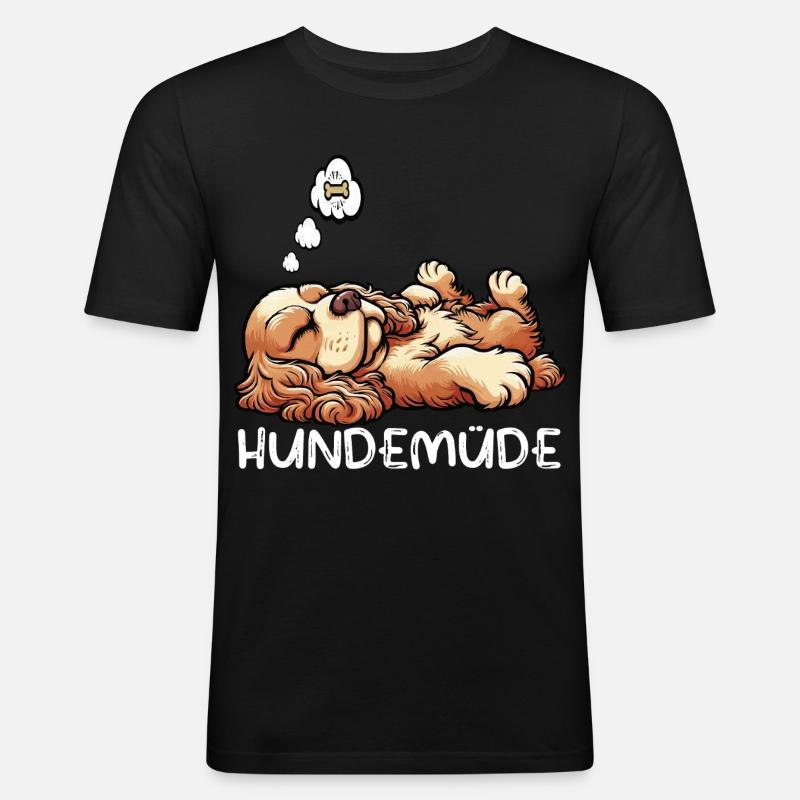 Hundemüde Cocker Spaniel Cockerhund Cockerbesitzer - Männer Slim Fit T-Shirt - Schwarz