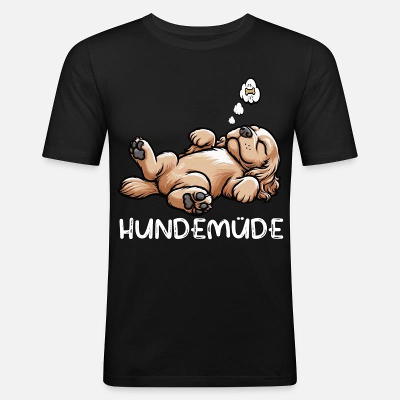 Hundemüde Cocker Spaniel Cockerhund Cockerbesitzer - Männer Slim Fit T-Shirt - Schwarz