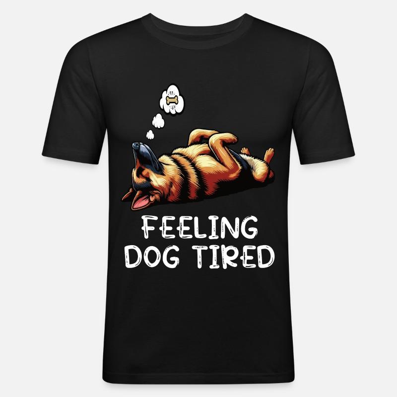 Feeling Dog Tired German Shepherd - Men's Slim Fit T-Shirt - black