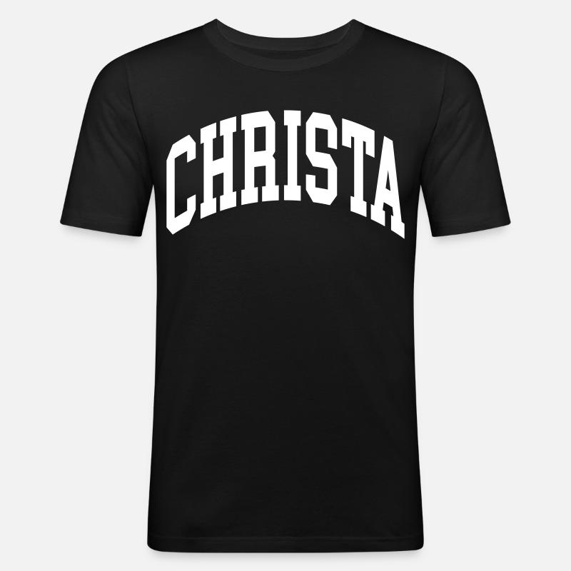 Christa - Männer Slim Fit T-Shirt - Schwarz