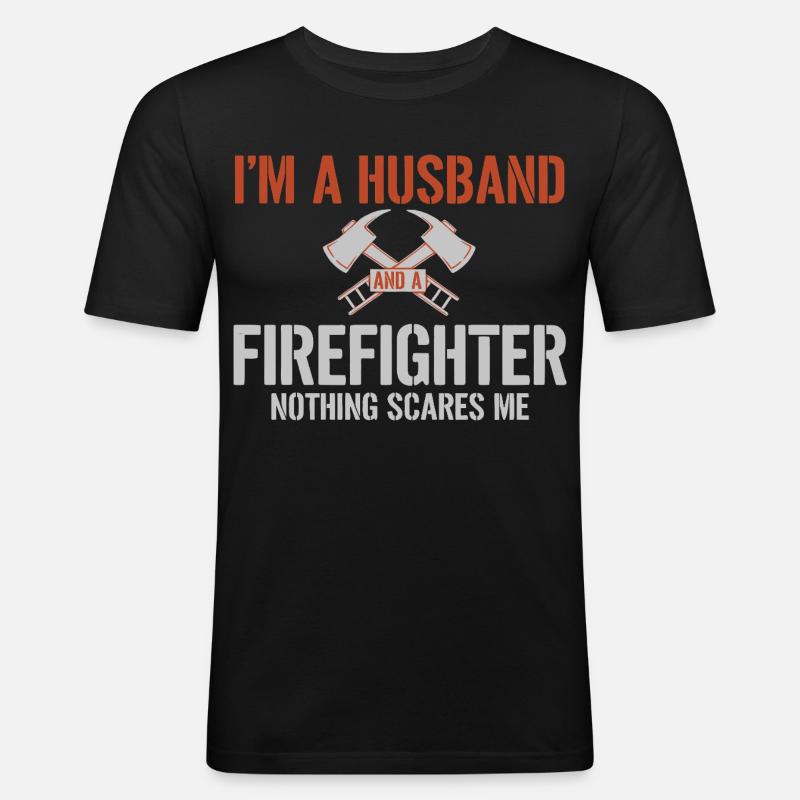 Ehemann Feuerwehrmann - Männer Slim Fit T-Shirt - Schwarz