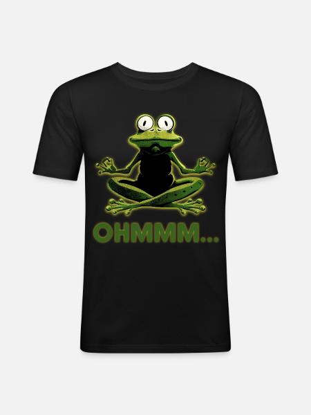 Frog in Meditation: Ohmm Zen - Men's Slim Fit T-Shirt - black