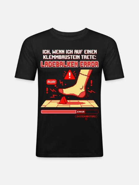 Klemmbaustein Schmerz Systemabsturz Pixel Design - Männer Slim Fit T-Shirt - Schwarz