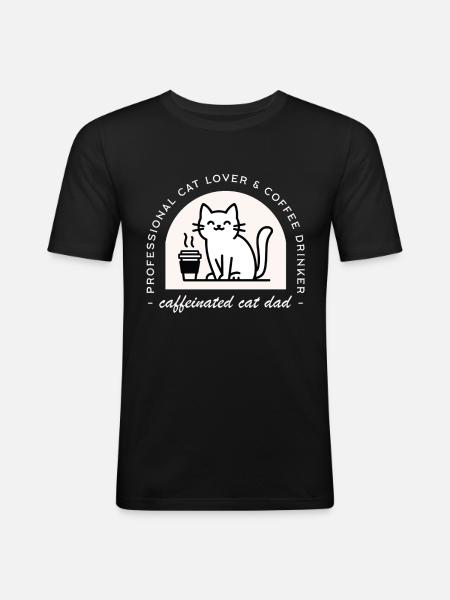 Cat dad funny coffee lover - Men's Slim Fit T-Shirt - black