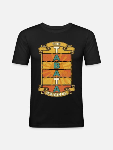 Tabata Training Fitness Retro - Männer Slim Fit T-Shirt - Schwarz