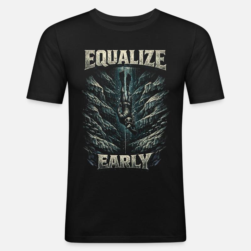 Apnoetauchen Freitauchen Equalize Early - Männer Slim Fit T-Shirt - Schwarz