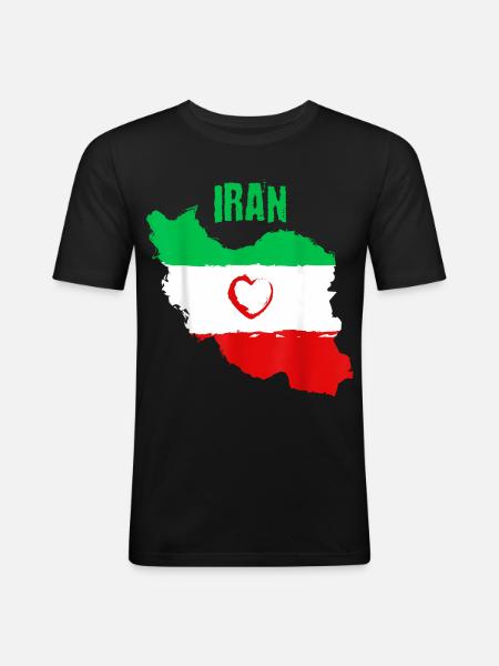 Iranian Heart Flag - Men's Slim Fit T-Shirt - black