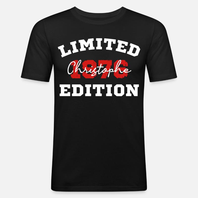 Limitierte Auflage 1076 Christophe - Männer Slim Fit T-Shirt - Schwarz