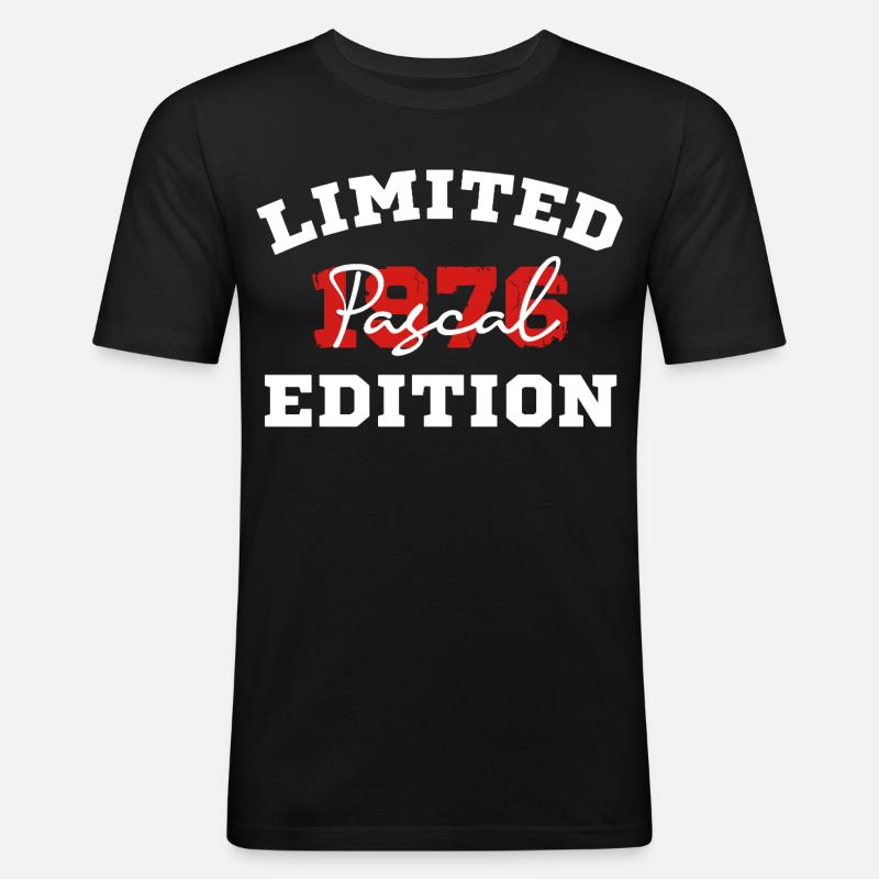Limitierte Ausgabe Pascal 1976 - Männer Slim Fit T-Shirt - Schwarz