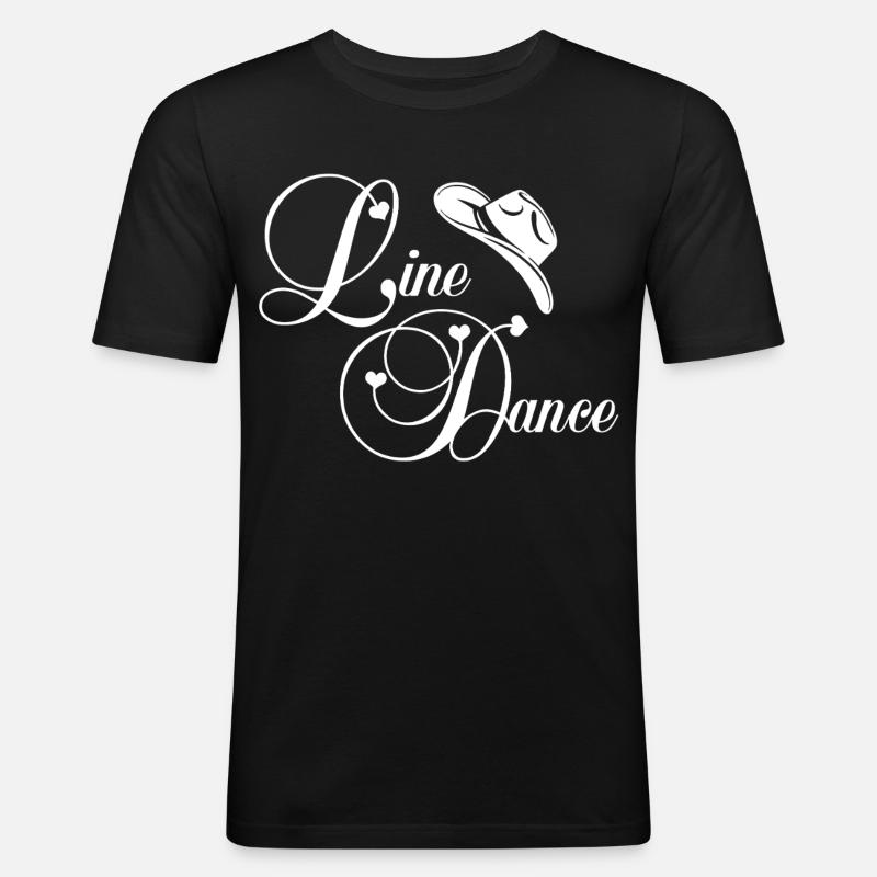 Line Dance Script Logo - Men's Slim Fit T-Shirt - black