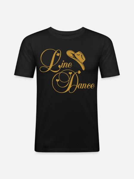 Line Dance Golden Logo - Men's Slim Fit T-Shirt - black