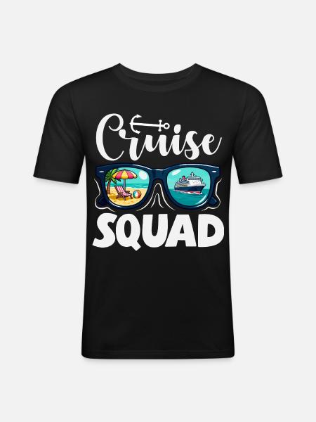 Cruise Squad Sonnenbrille Urlaub Trip - Männer Slim Fit T-Shirt - Schwarz