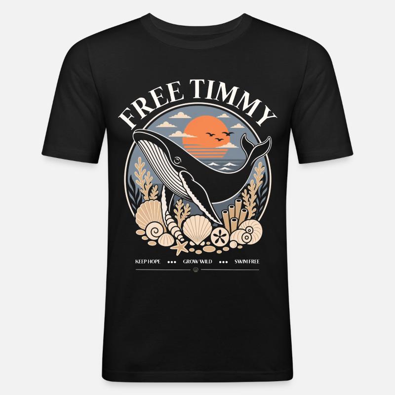 Buckelwal Timmy Hope Statement Merch - Männer Slim Fit T-Shirt - Schwarz