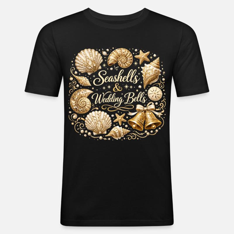 Seashells & Wedding Bells – Maritimer JGA - Männer Slim Fit T-Shirt - Schwarz