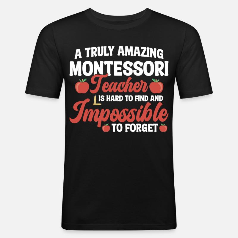 Montessori-Methode-Schulmitarbeiter Montessori - Männer Slim Fit T-Shirt - Schwarz