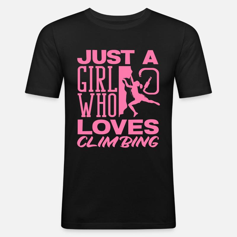Ein Mädchen das Klettern liebt Pink - Männer Slim Fit T-Shirt - Schwarz