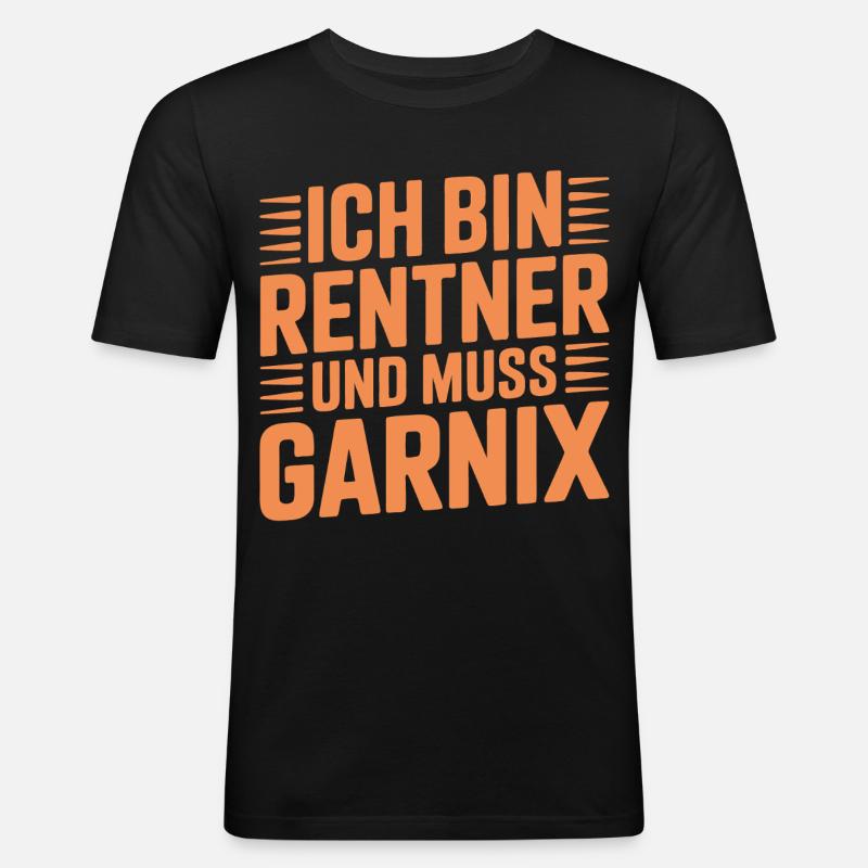 Ich bin Rentner und muss garnix - Männer Slim Fit T-Shirt - Schwarz