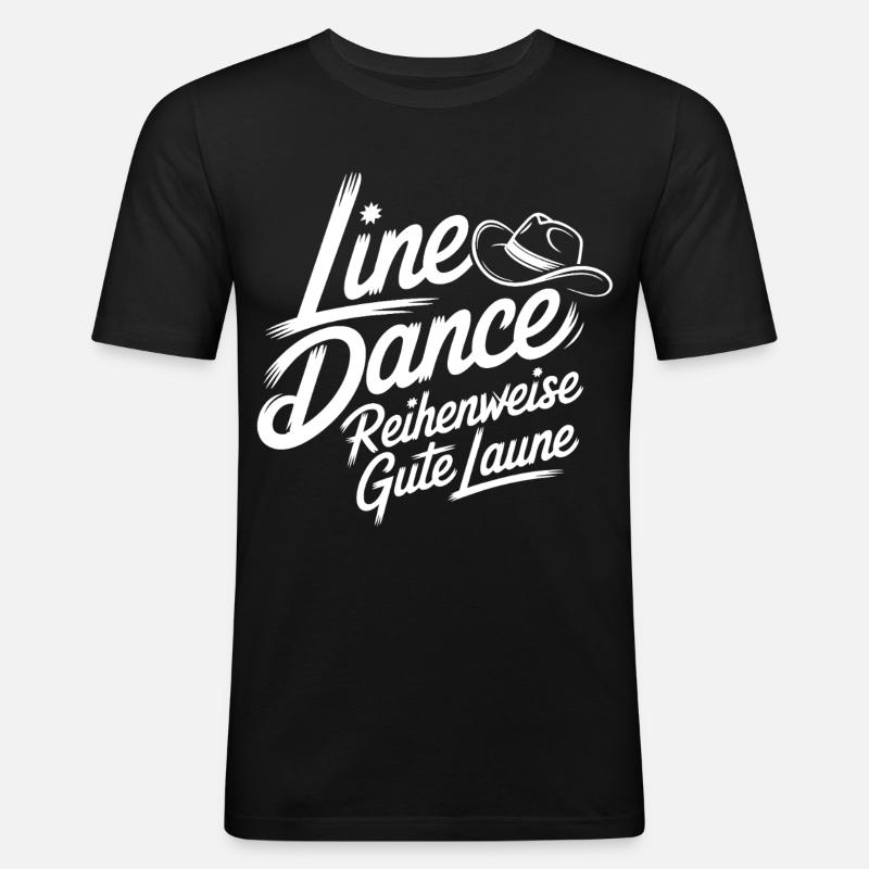 Line Dance Gute Laune - Männer Slim Fit T-Shirt - Schwarz