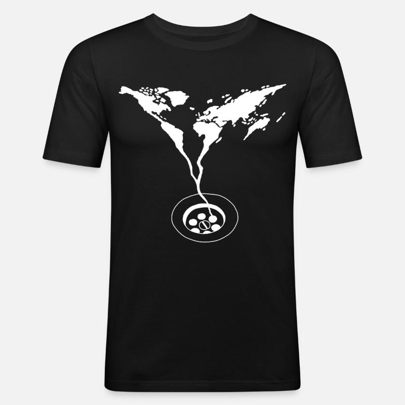 Das Ende der Welt (weiß) - Männer Slim Fit T-Shirt - Schwarz