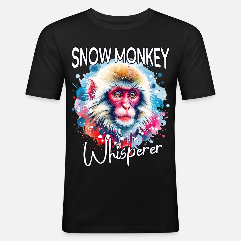 Schneeaffe Flüsterer - Männer Slim Fit T-Shirt - Schwarz
