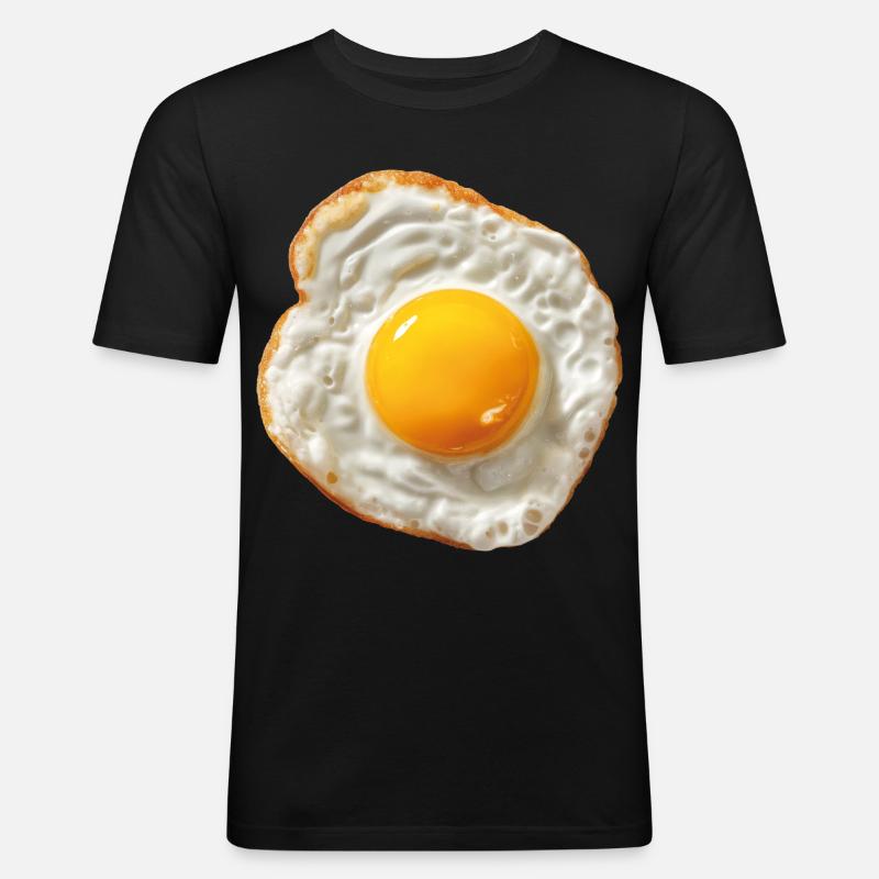 Spiegelei - Männer Slim Fit T-Shirt - Schwarz