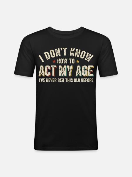 Humor Birthday Youth Eternal Retro - Men's Slim Fit T-Shirt - black