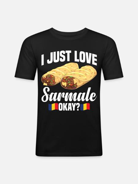 Plat roumain de Sarmale Snack serbe - T-shirt près du corps Homme - noir