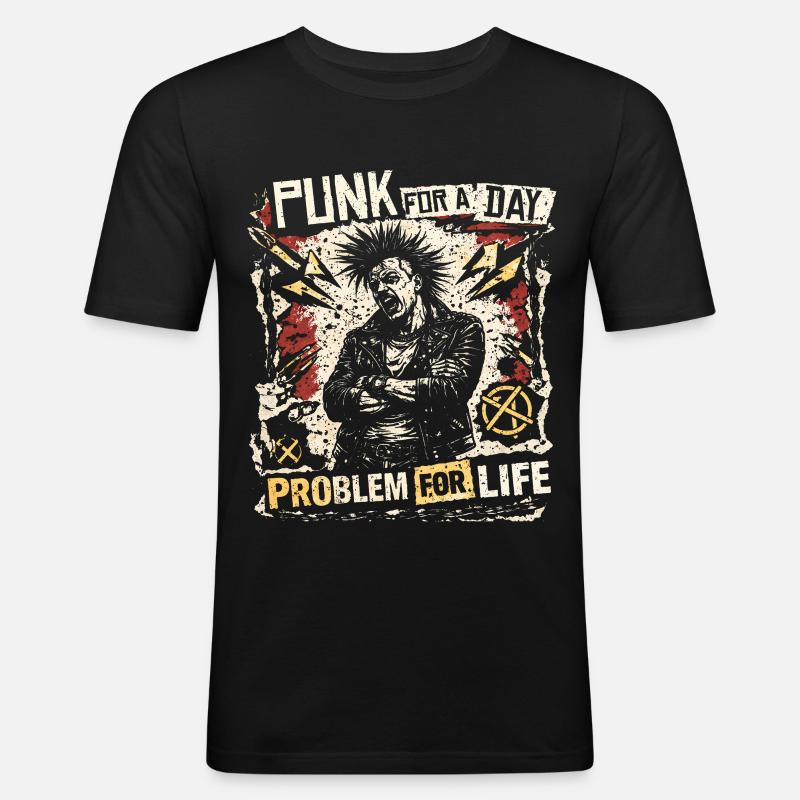 Punk For A Day - Männer Slim Fit T-Shirt - Schwarz