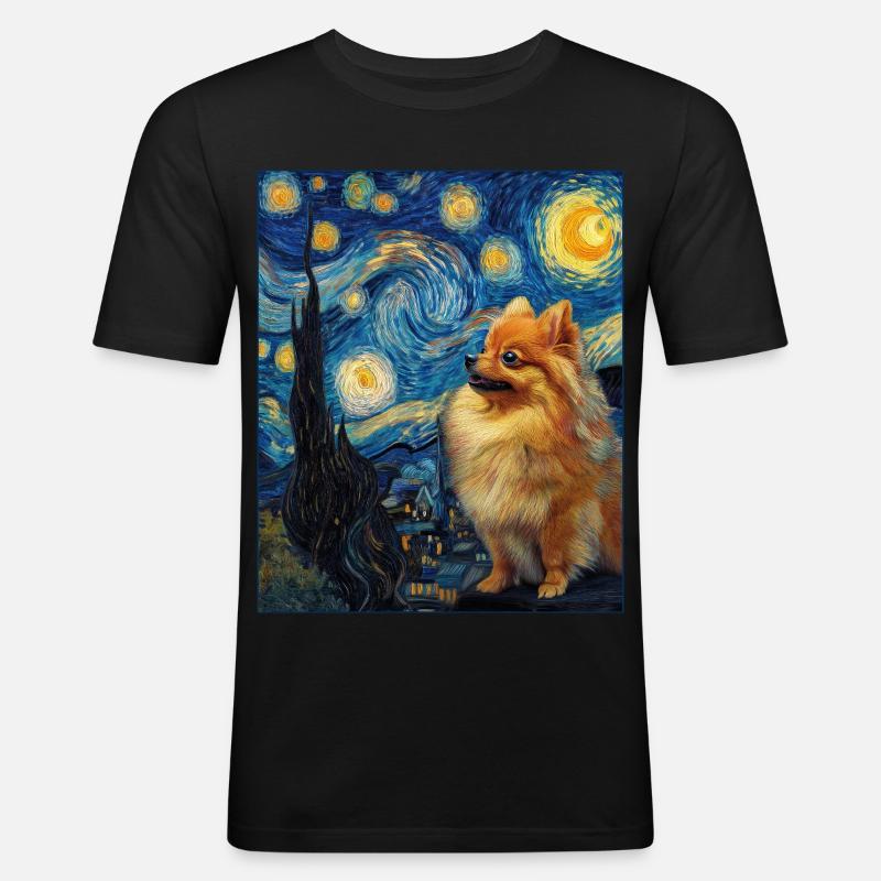 Zwergspitz Spitz Pomeranian - Männer Slim Fit T-Shirt - Schwarz