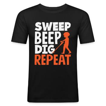Sweep Beep Dig Repeat Detectorist Hobby - Men's Slim Fit T-Shirt - black - Front - Nik (191cm)