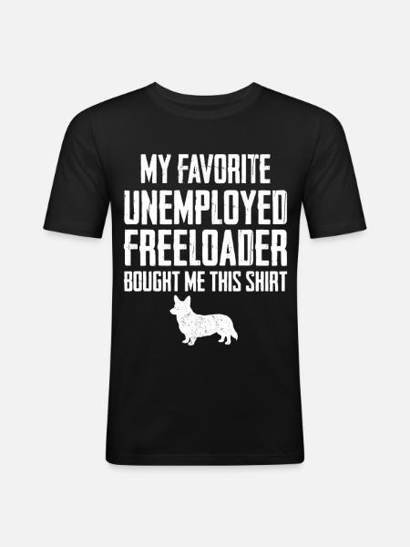 Lustiger Corgi-Schmarotzer - Männer Slim Fit T-Shirt - Schwarz