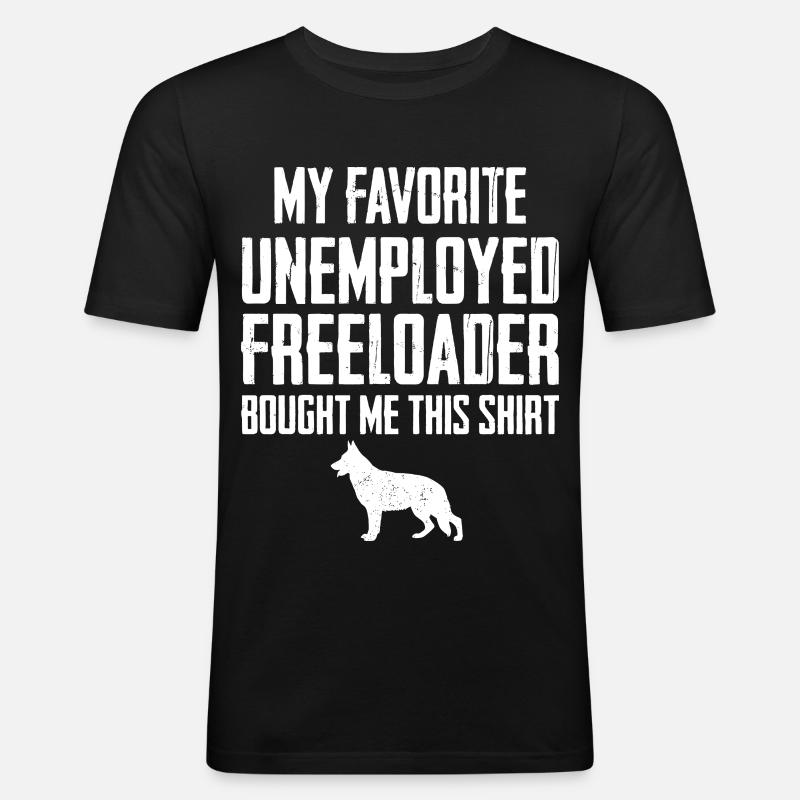 Funny German Shepherd Freeloader - Men's Slim Fit T-Shirt - black