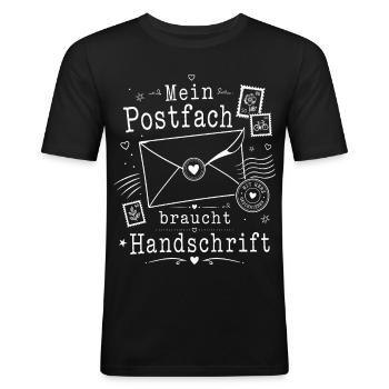 Analoge Freundschaft mit Briefcharme - Männer Slim Fit T-Shirt - Schwarz - Vorne - Nik (191cm)