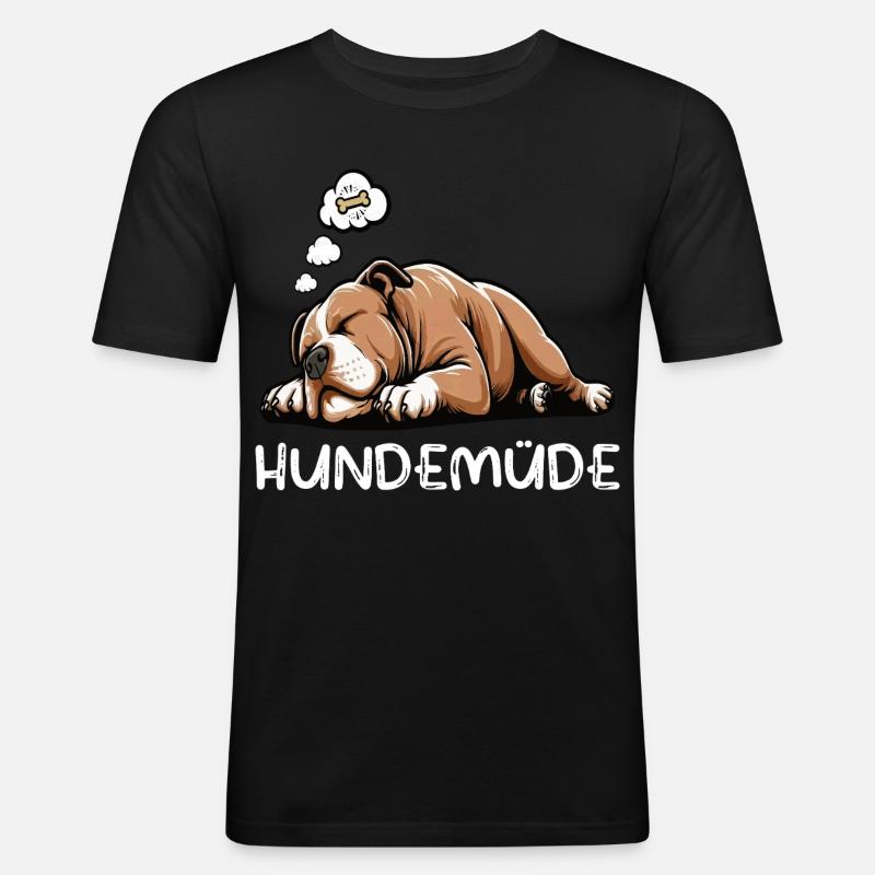 Hundemüde American Bully Bully Pit Bullybesitzer - Männer Slim Fit T-Shirt - Schwarz