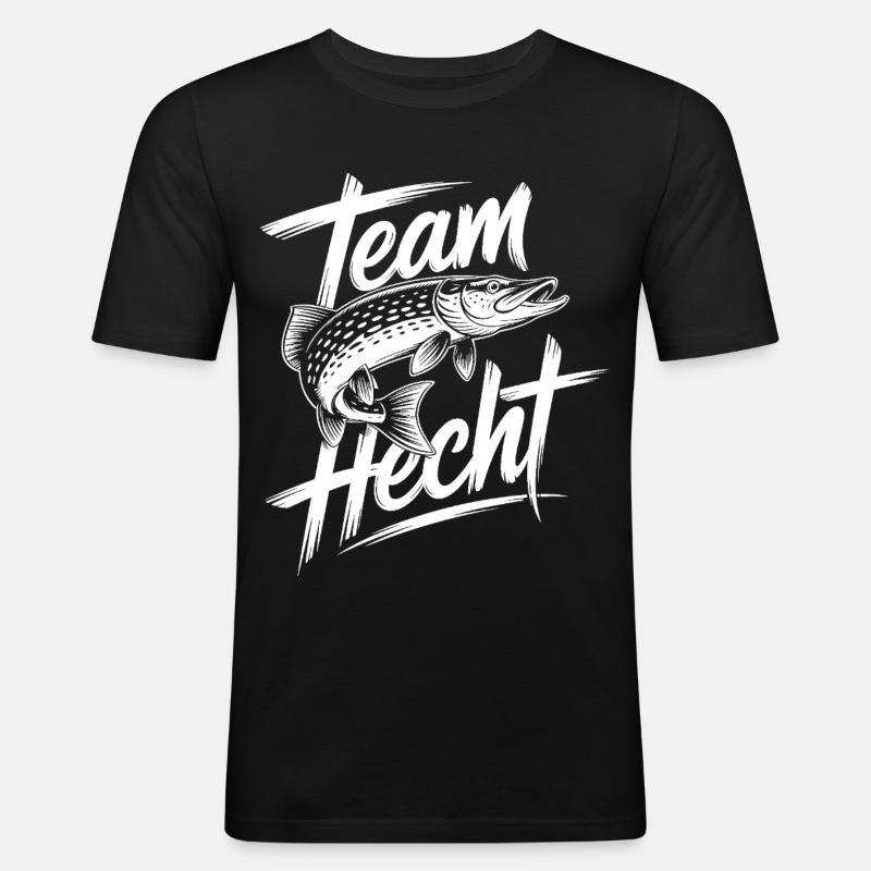 Springender Hecht - Männer Slim Fit T-Shirt - Schwarz