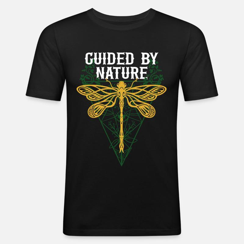 Libelle Libellen Guided By Nature - Männer Slim Fit T-Shirt - Schwarz