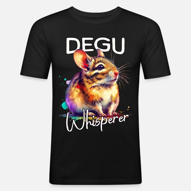 Degu Flüsterer - Männer Slim Fit T-Shirt - Schwarz